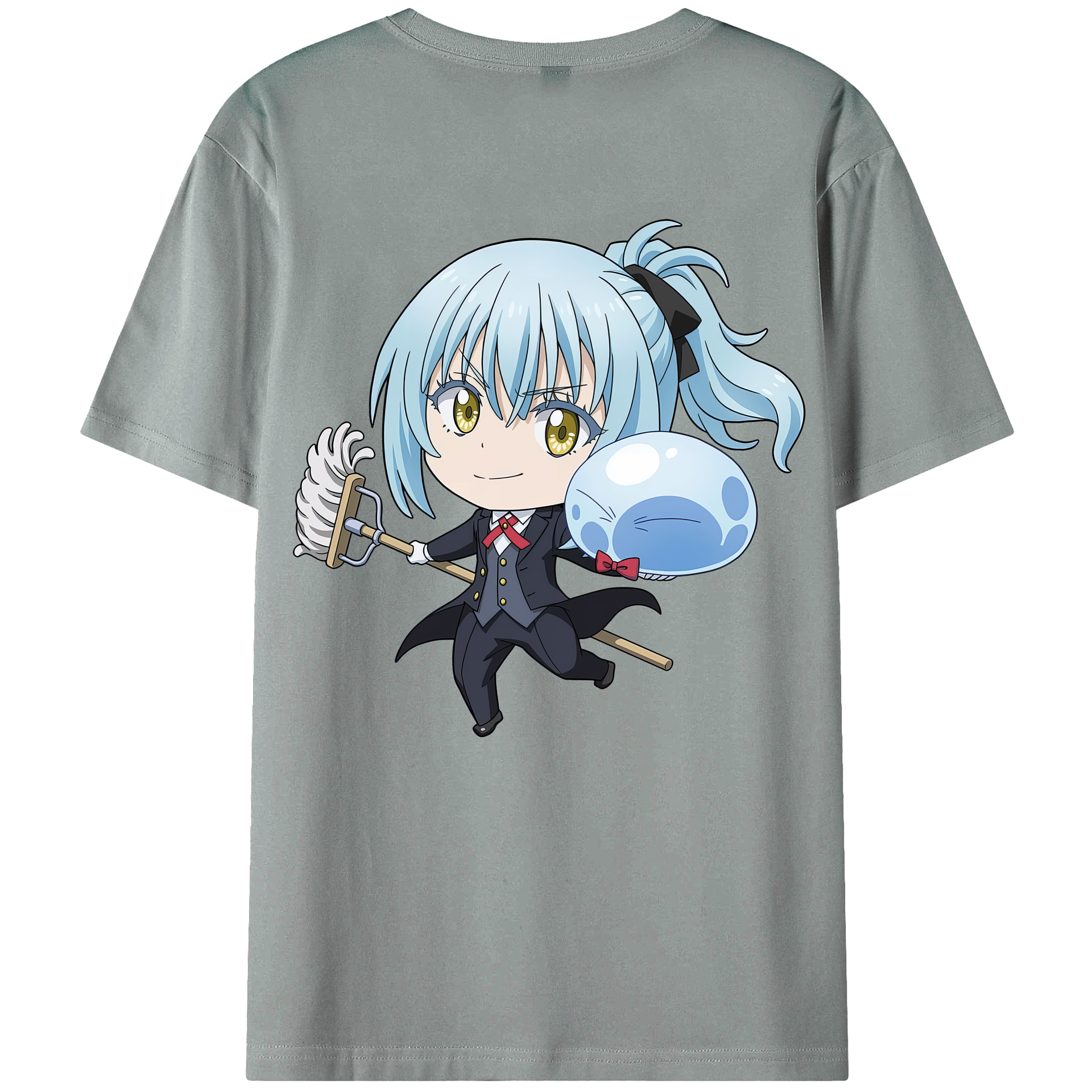 （画像用） 転スラ Regarding Reincarnated to Slime 綿100％ メンズ半袖Tシャツ（バックプリント） 通気性
